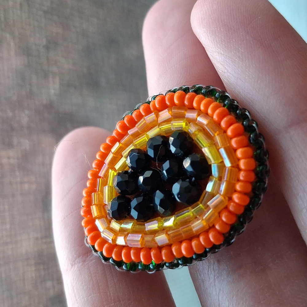Beaded Papaya Stud Earrings - Picture 4 of 5